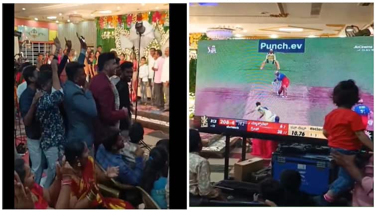 IPL 2024 CSK vs RCB Bride groom watch maxwell batting his wedding reception viral video Watch Video: கல்யாணத்தை விட RCB தான் முக்கியம்! மணக்கோலத்தில் மாப்பிள்ளை செய்த காரியம் - பாருங்க