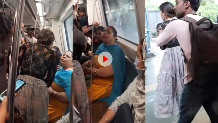 Delhi Metro Viral Video Women forcefully ask to stand up boy sitting on seat girl started argument Video: मेट्रो में सीट पर बैठे लड़के को आंटी ने जबरदस्ती उठाया, सामने खड़ी लड़की ने लगा दी क्लास- वीडियो वायरल