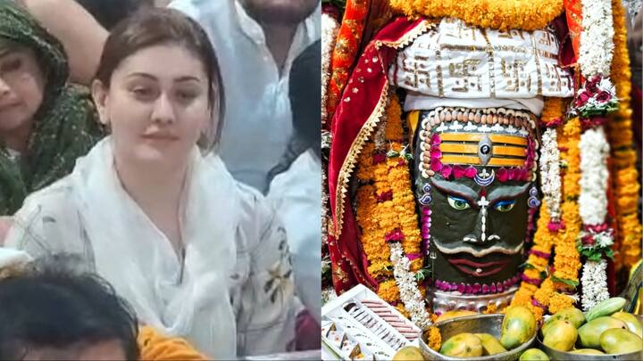 Shefali Jariwala in Mahakal Temple: अभिनेत्री शेफाली जरीवाला सोमवार को भगवान महाकाल का आशीर्वाद लेने के लिए उज्जैन पहुंची. भस्म आरती में  शामिल होकर वे भगवान नंदी के कानों मे प्रार्थना करती नजर आई.