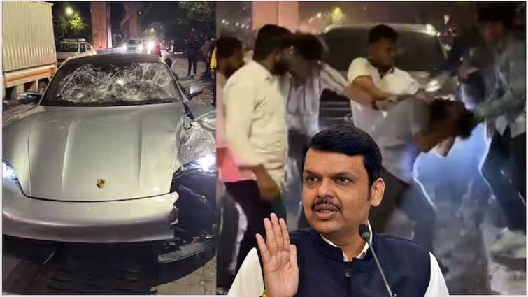 Pune porsche Car Accident news Devendra Fadnavis in action mode strict action ordered against builder son Pune  News:  मोठी बातमी : पुणे अपघातप्रकरणी देवेंद्र फडणवीस अॅक्शन मोडमध्ये, बिल्डर पुत्रावर कठोर कारवाईचे आदेश