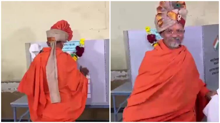 Lok Sabha Election 2024 Independent Candidate Puts Garland On EVM After Voting In Nashik During Fifth Phase Independent Candidate Garlands EVM Enclosure After Voting In Nashik During LS Polls Phase 5