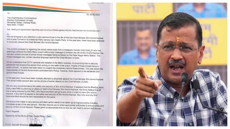 AAP MLA wrote letter to EC demanding strict and immediate action death threat to Arvind Kejriwal केजरीवाल को कथित धमकी मामले में चुनाव आयोग पहुंचे AAP विधायक, की ये मांग