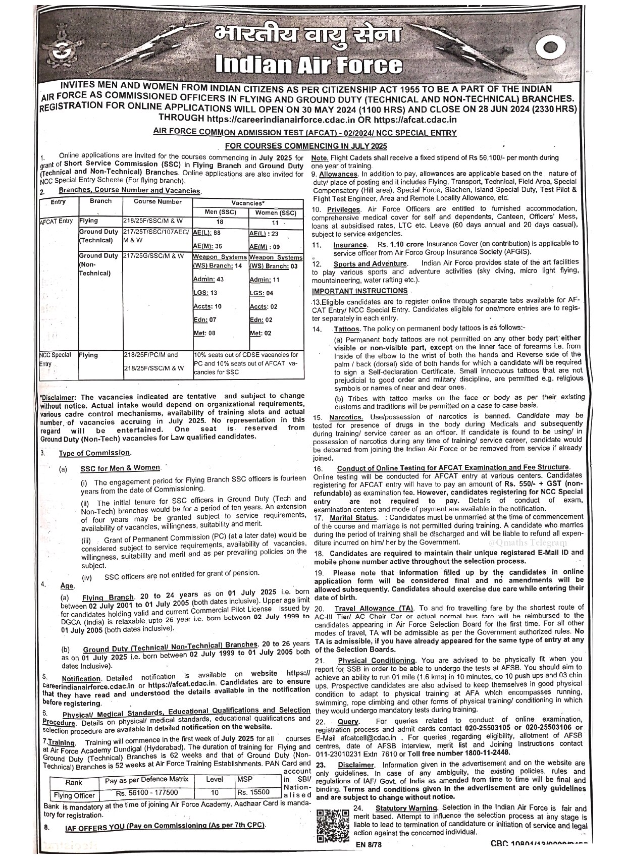 AFCAT 2 Notification 2024: ఇండియన్ ఎయిర్‌ఫోర్స్‌ 'ఏఎఫ్‌క్యాట్' నోటిఫికేషన్ విడుదల, దరఖాస్తు ప్రారంభం ఎప్పడంటే?