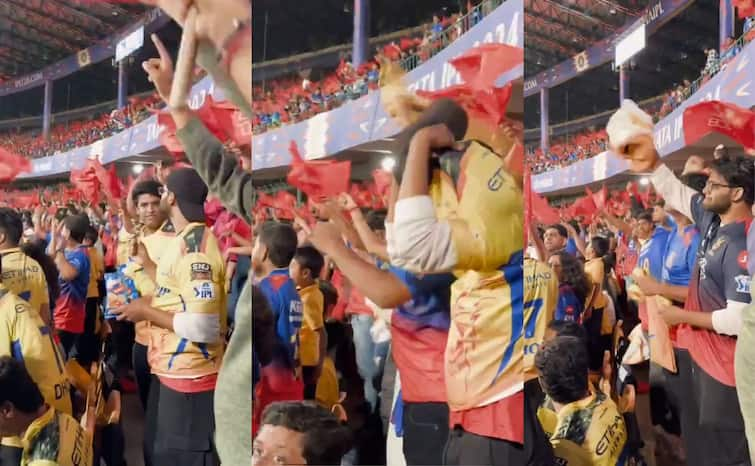 चिन्नास्वामी में रंग बदलते दिखा CSK फैन, RCB की जीत देख मैदान में बदली जर्सी, वीडियो वायरल