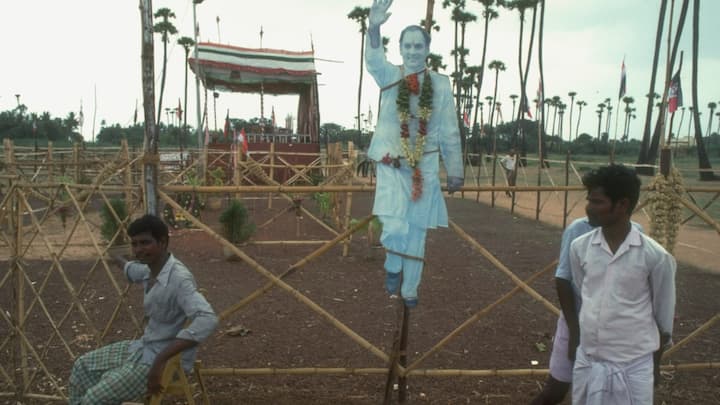 The site of the bomb explosion in Sriperumbudur, where Rajiv Gandhi was assassinated by a bomber, Dhanu, who set off explosives hidden under her belt. (Image Source: Getty)