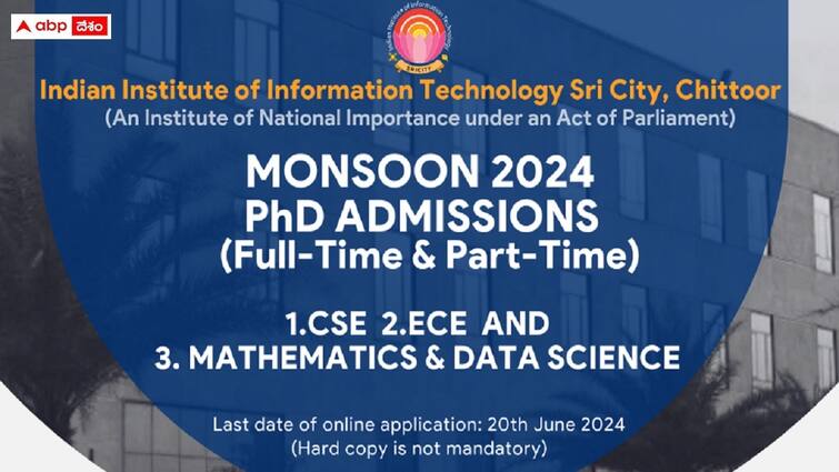 Indian Institute of Information Technology Sri City Chittoor has released notification for admissions into PhD Programmes IIIT Sri City PhD Admissions: ట్రిపుల్‌ఐటీ శ్రీసిటీ, చిత్తూరులో పీహెచ్‌డీ కోర్సులు - దరఖాస్తు, ఎంపిక వివరాలు ఇలా