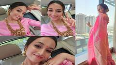 Srinidhi Shetty : பேபி பிங்க் புடவையில் பட்டு பூ போல் இருக்கும் ஸ்ரீநிதி ஷெட்டி!