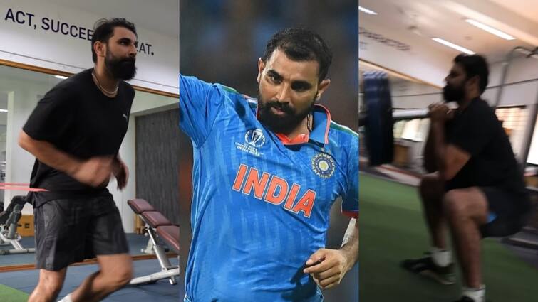 Indian pacer Mohammed Shami sweating in GYM after ankle surgery and trying to make comeback watch video Mohammed Shami: वापसी के बेहद करीब हैं मोहम्मद शमी, जिम में जमकर बहा रहे पसीना, सामने आया वीडियो