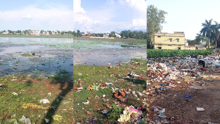 Bastar historical Gangamunda pond is on the verge of collapsing due to encroachment dirt spread around pond ann बस्तर की ऐतिहासिक गंगा मुंडा तालाब सिमटने के कगार पर, जलाशय के चारों ओर पसरी गंदगी