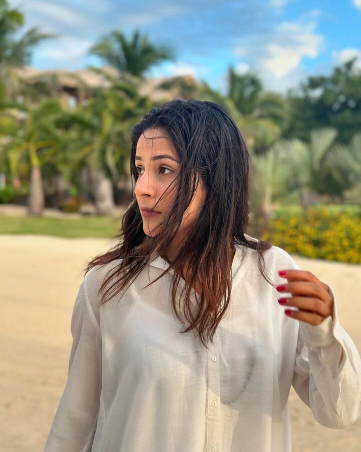 एक्ट्रेस ने अपना ये समर लुक खुले बालों और नोमेकअप लुक के साथ कंपलीट किया है. तस्वीरों में एक्ट्रेस बीच पर खिलखिलाते हुए पोज दे रही हैं