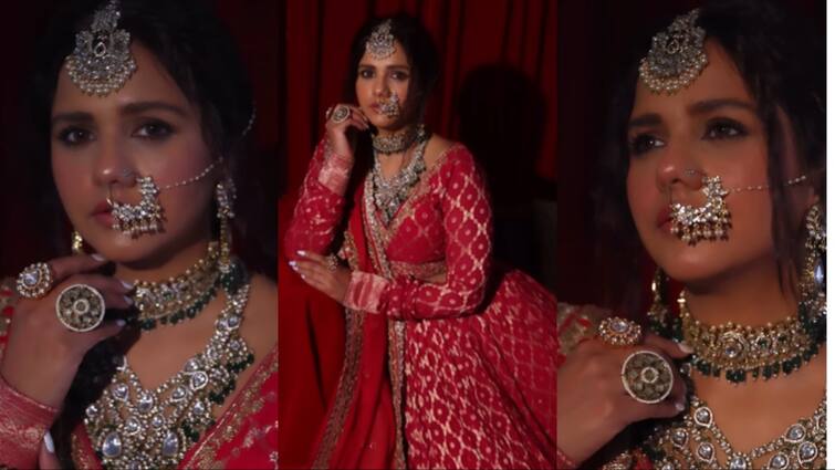 Dalljiet Kaur shared bridal look video amid divorce rumours  with Nikhil Patel Watch: दूसरी शादी टूटने की खबरों के बीच लाल जोड़े में दुल्हन बनीं दलजीत कौर, बोलीं - 'बच्चों की खातिर चुप...'