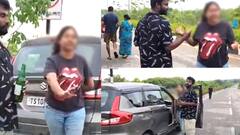 Drunk Lady Creates Nuisance on Road | రోడ్డుపై మద్యం సేవిస్తూ యువజంట హల్‌చల్ | ABP Desam