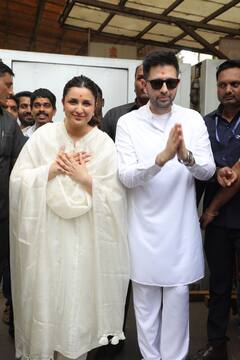 Parineeti Chopra And Raghav Chadha Visit Siddhivinayak Temple After His Eye Operation, See All Pics