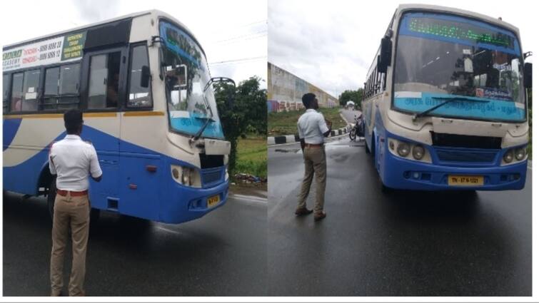 Nellai Police Inspector fines 3 buses for not wearing uniform seat belts வலுக்கும் மோதல்; 