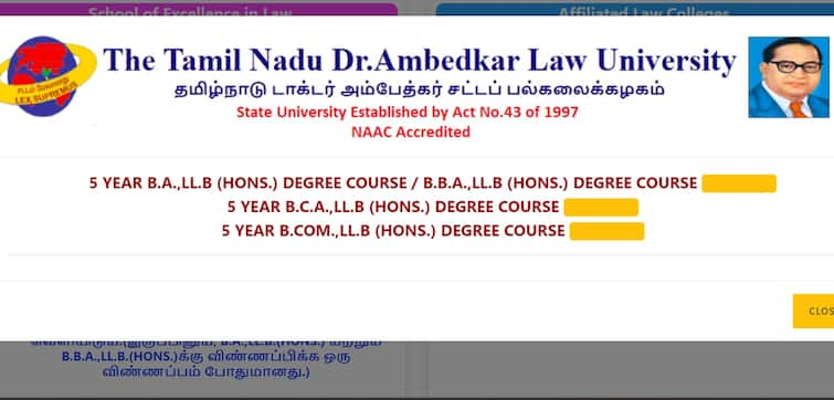 TN Ambedkar Law University admission 2024 age limit educational qualification know in detail Ambedkar Law University: விண்ணப்பித்து விட்டீர்களா? அம்பேத்கர் சட்டப் பல்கலைக்கழகத்தில் சேர்வது இப்படித்தான்!