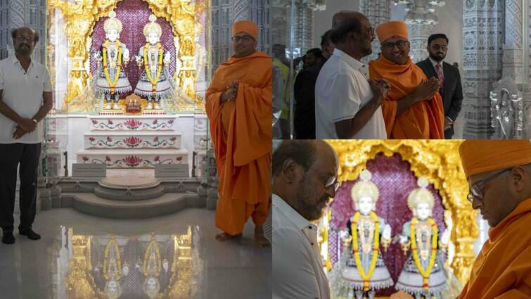 Rajinikanth worships Abu Dhabi first hindu temple BAPS Hindu Mandir photos goes viral Rajinikanth: அபுதாபியில் கட்டப்பட்டுள்ள இந்து கோயிலில் ரஜினிகாந்த் பிரார்த்தனை.. புகைப்படங்கள் உள்ளே!