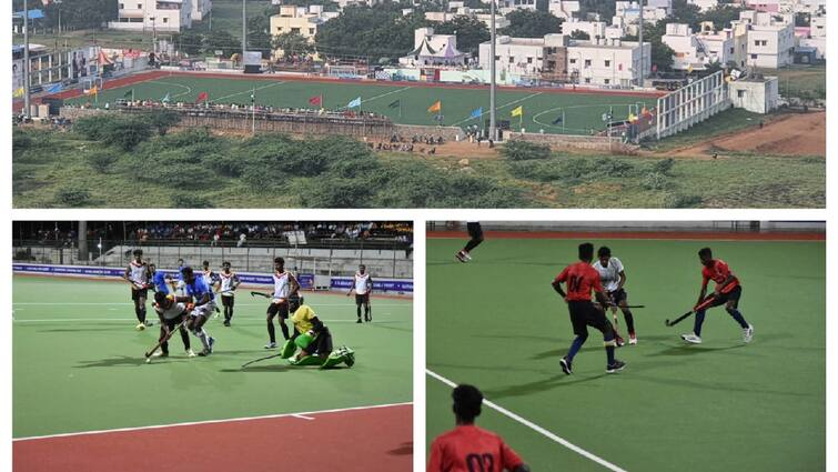 All India Hockey Tournament in kovilpatti Chennai, Mumbai, Bhubaneswar win first day - TNN அகில இந்திய ஹாக்கி போட்டி- முதல் நாள் போட்டியில் சென்னை, மும்பை, புவனேஸ்வர் அணிகள் வெற்றி