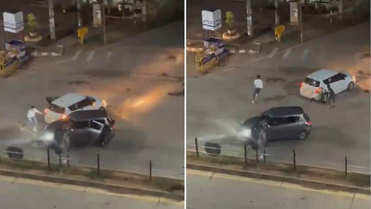 Dramatic Footage Shows Two Rival Groups Clash With Their Cars In Karnataka's Udupi