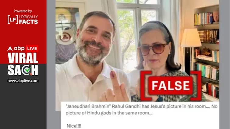 Fact Check Jesus Christ Rahul & Sonia Gandhi Inked Finger Selfie Fact Check: It’s Not Jesus Christ Image In Background Of Rahul & Sonia Gandhi Inked-Finger Selfie
