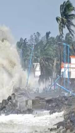 चक्रवात के टकराने के बाद समुद्र की लहरों में ऊफान | cyclone remal | west bengal