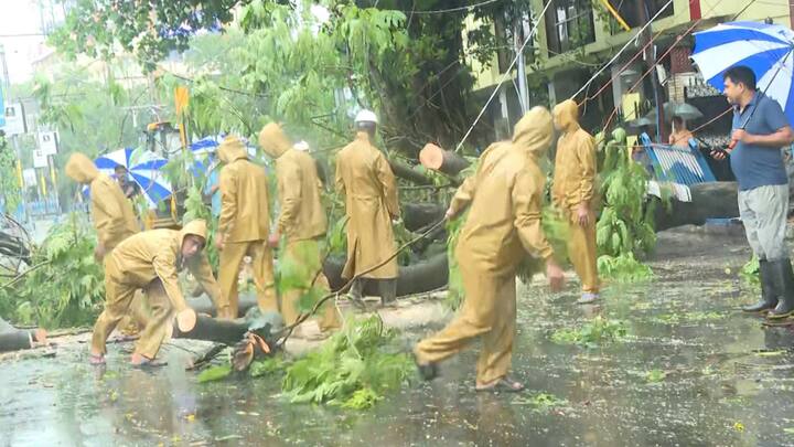 কলকাতা-সল্টলেকের বিভিন্ন এলাকায় গাছ ভেঙে বিপত্তি। লেক মার্কেটে বিপজ্জনকভাবে হেলে গাছ। হিঙ্গলগঞ্জে রাস্তায় ভেঙে পড়েছে গাছ। বিদ্যুতের তার পেরিয়ে চলছে ঝুঁকির পারাপার।
