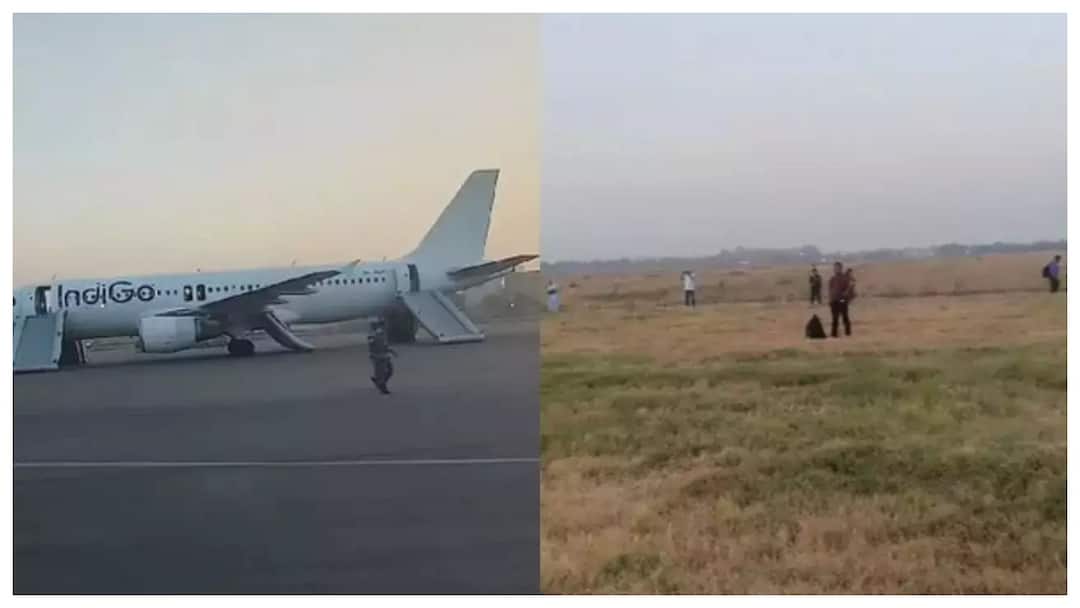 bomb threat reported IndiGo flight from Delhi to Varanasi passengers evacuated safely Video IndiGo Flight: 'बम', टेकऑफ से पहले फ्लाइट में मिले टिश्यू पेपर से मच गया हड़कंप, खिड़की से निकले लोग, Video