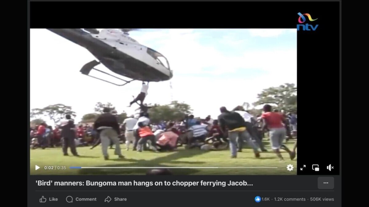 Fact Check: Old Kenya Video Shared As Visuals Of Modi Supporter Hanging Onto The PM's Helicopter