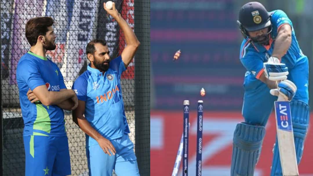 T20 World Cup 2024: मोहम्मद शमी गुरु, तो शाहीन अफरीदी बने चेला; सीखी रोहित शर्मा को फंसाने की तकनीक! mohammed shami giving bowling class shaheen afridi old video goes viral again rohit sharma t20 world cup 2024 T20 World Cup 2024: मोहम्मद शमी गुरु, तो शाहीन अफरीदी बने चेला; सीखी रोहित शर्मा को फंसाने की तकनीक!