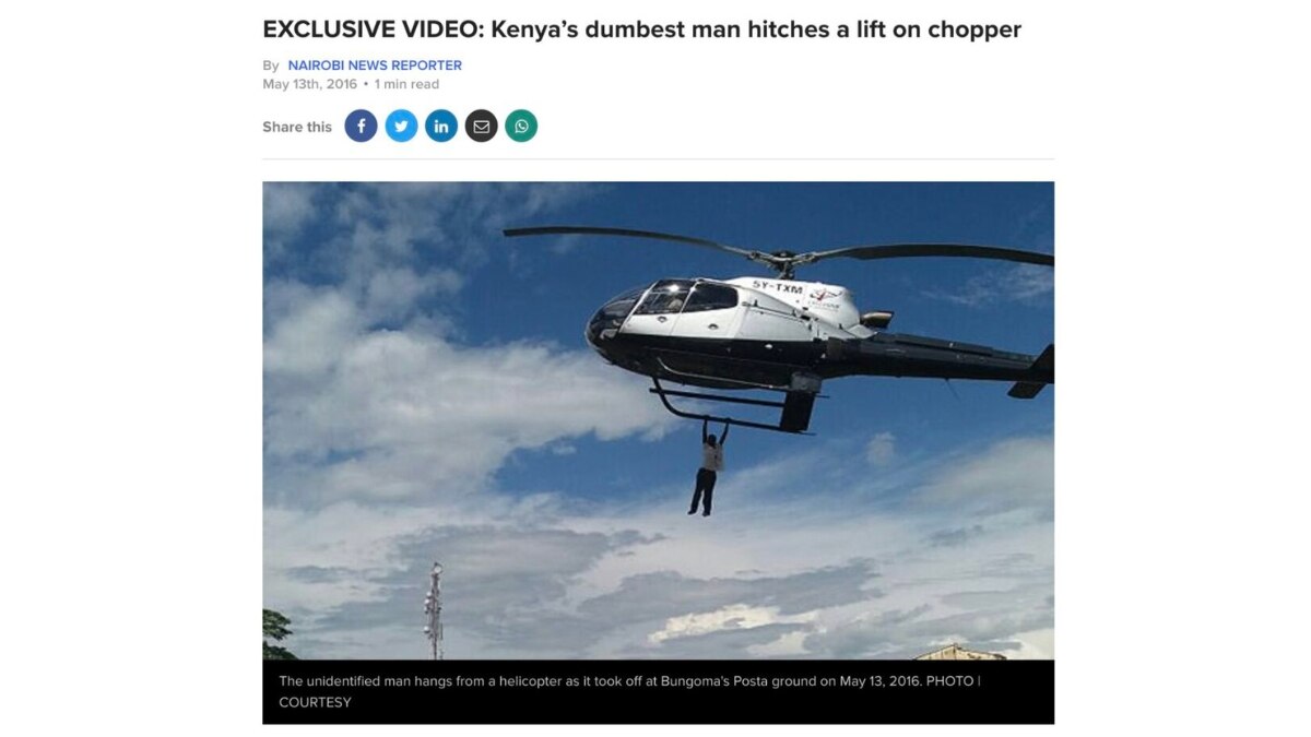 Fact Check: Old Kenya Video Shared As Visuals Of Modi Supporter Hanging Onto The PM's Helicopter