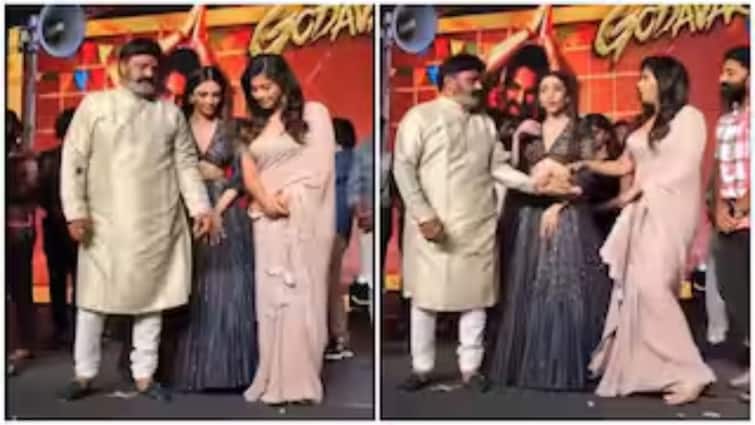 Actress Anjali backs actor politician Nandamuri Balakrishna after he pushes her on stage Balakrishna-Anjali Controversy: মঞ্চে দাঁড়িয়ে অভিনেত্রীকে সজোরে ধাক্কা, সমালোচনার শিকার অভিনেতা, মুখ খুললেন নায়িকা