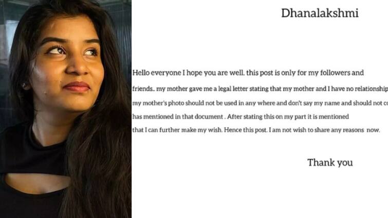 Bigg boss dhanalakshmi has shared the legal notice she received from her mother Biggboss Dhanalakshmi: பிக்பாஸ் தனலட்சுமிக்கு அவரது அம்மா நோட்டீஸ்.. வீட்டை விட்டு துரத்தப்பட்டாரா.. பதிவால் குழப்பம்!