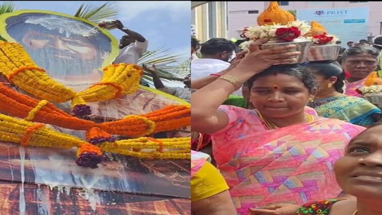 Actor Suri starrer Garudan movie in Madurai fans celebrate with milk jug மதுரையில் நடிகர் சூரி நடித்த கருடன் திரைப்படத்திற்கு ரசிகர்கள் பால்குடம் எடுத்துக் கொண்டாட்டம் !