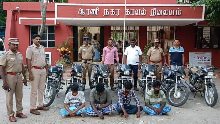 Tiruvannamalai crime arani bike theft 4 membets arrest police take action - TNN 'ஸ்ப்ளெண்டர் பிளஸ்' பைக்கை  மட்டும் குறி வைத்து திருடும் திருடர்கள் - காரணம்  என்ன.?