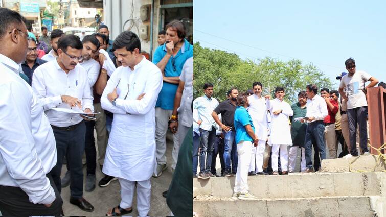 Indore Mayor Pushyamitra Bhargav inspection Three Model Roads To Be Built In 100 Days ann '100 दिन में बनेंगी तीन मॉडल सड़कें', मेयर पुष्यमित्र भार्गव ने विधायक और अधिकारियों के साथ किया निरीक्षण