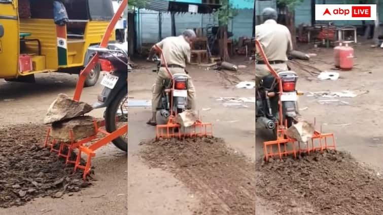 Mini Tractor The man attached a plow to the back of his bike and started plowing the land कमाल का जुगाड़, ट्रैक्टर नहीं मिला तो शख्स ने बाइक से ही किया ऐसा कमाल कि हैरान रह जाएंगे आप