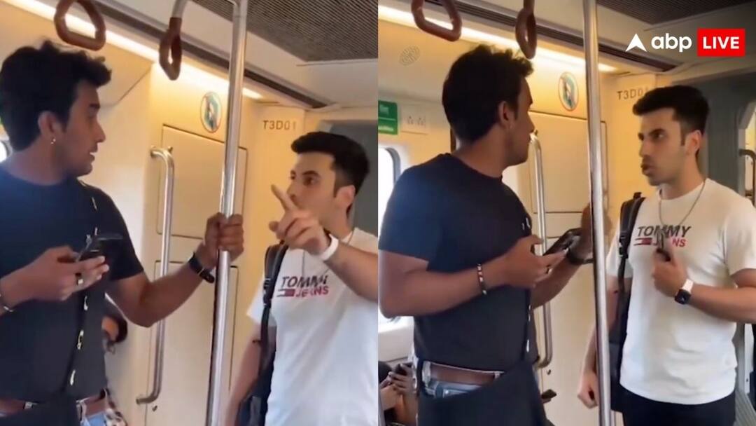 Video: दिल्ली मेट्रो में भिड़े दो युवक, जमनापार और साउथ दिल्ली को लेकर हुई बहस, देखें वायरल वीडियो delhi metro jamnapaar and south delhi men fights in metro video goes viral on social media Video: दिल्ली मेट्रो में भिड़े दो युवक, जमनापार और साउथ दिल्ली को लेकर हुई बहस, देखें वायरल वीडियो