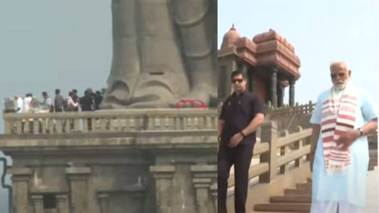Prime Minister Modi left after meditation in Kanyakumari PM Modi: 45 மணிநேர தியானத்தை முடித்த மோடி! விவேகானந்தரை தொடர்ந்து திருவள்ளுவர் சிலைக்கு விசிட்!