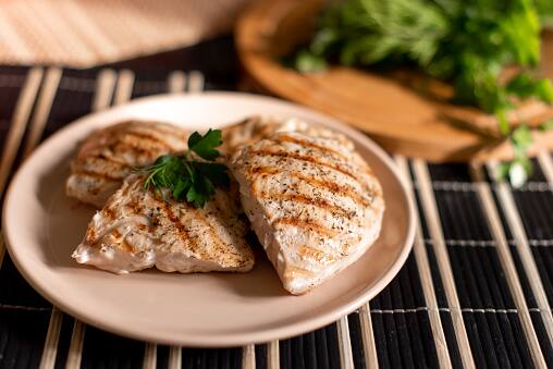 Chicken Breast:  With around 21 grams of protein per 3-ounce meal, chicken breast is a lean protein source. Whether roasted, grilled, or shredded and added to soups and salads, it's a simple ingredient to include in cooking. (Image Source: Getty)
