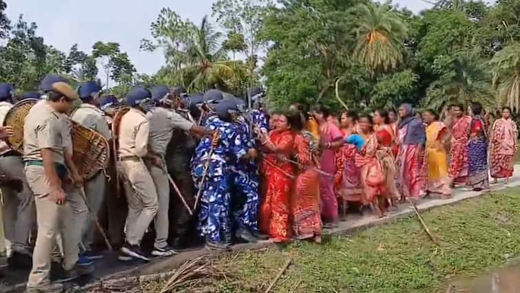 Sandeshkhali Women Clash With Police West Bengal Governor C V Ananda Bose CM Mamata Banerjee RAF Lok sabha elections 2024 Sandeshkhali: Women Clash With Police, RAF In Fresh Violence. Bengal Governor Writes To CM Mamata Banerjee