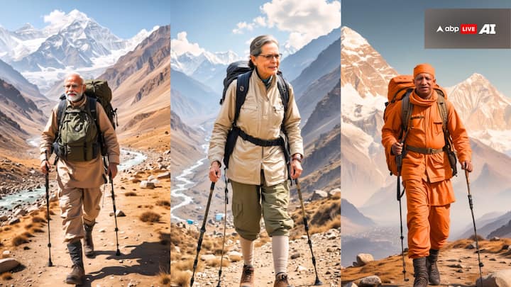 Lok Sabha Elections 2024: AI imagined how politicians would look like if they went on a vacation to the mountains for a hike.