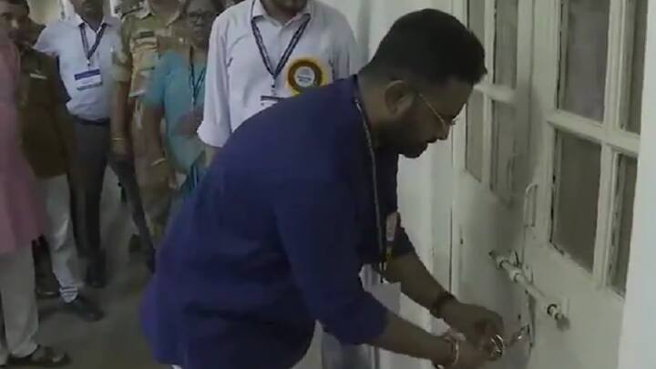 Strong room is being opened in Anand district in Gujarat ahead of the counting of votes for the Lok Sabha Elections. (Source: ANI)