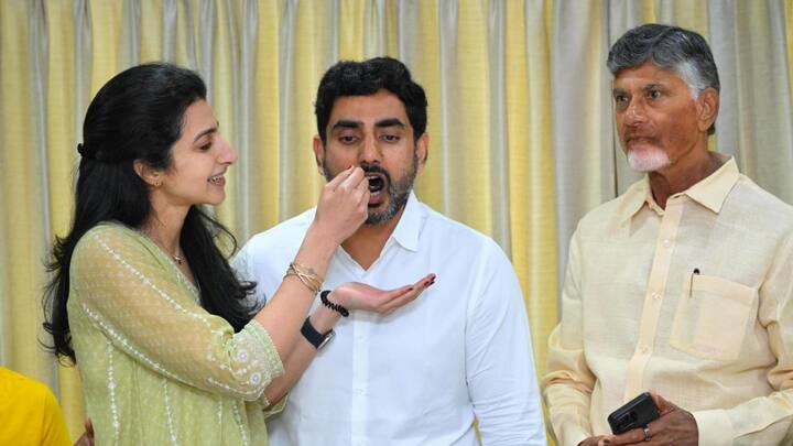 சந்திரபாபு நாயுடு,கட்சியினர் வெற்றியை கொண்டாடி வருகின்றனர்.