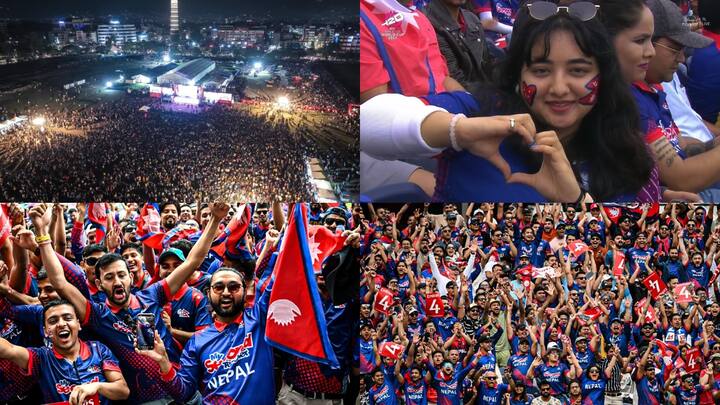 T20 World Cup 2024 Nepal Fans: टी20 वर्ल्ड कप 2024 का 7वां मुकाबला नेपाल और नीदरलैंड्स के बीच खेला गया था. इस मैच में नेपाली फैंस का पूरी तरह से कब्ज़ा दिखाई दिया.