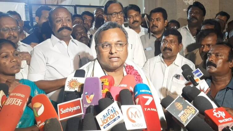 Karthi Chidambaram says Democratic election has taught humility to those who spoke arrogantly - TNN karti chidambaram: ஆணவத்தில் பேசியவர்களுக்கு இந்த தேர்தல் அடக்கத்தை கற்பித்துள்ளது - கார்த்தி சிதம்பரம்