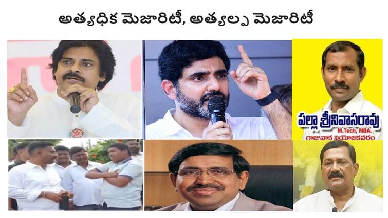 key leaders including Lokesh Pawan Kalyan got highest majority in the Andhra Pradesh Assembly elections 2024results Majorities In Andhra Pradesh Results 2024:  మెజార్టీ విషయంలో వెనుకబడ్డ పవన్ కల్యాణ్, నారా లోకేష్‌- లక్‌ అంటే ఎంఎస్ రాజుదే