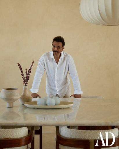 Located in the vibrant Bandra neighborhood, the house is a vision of beige hues and textured walls.