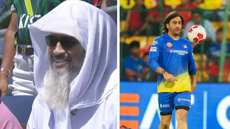 MS Dhoni White Beard Lookalike Viral Picture USA vs PAK T20 World Cup 2024 United States Of America Pakistan MS Dhoni In White Beard? CSK Legend's Lookalike Spotted In Stands During USA vs PAK T20 World Cup Clash, Picture Goes Viral