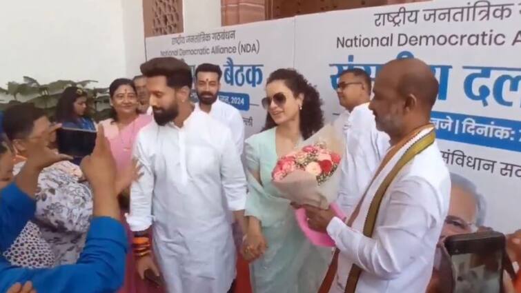 Kangana Ranaut Chirag Paswan NDA Meet India Twitter Roots For RagGana Kangana Ranaut, Chirag Paswan Hold Hands Outside Parliament Ahead Of NDA Meeting