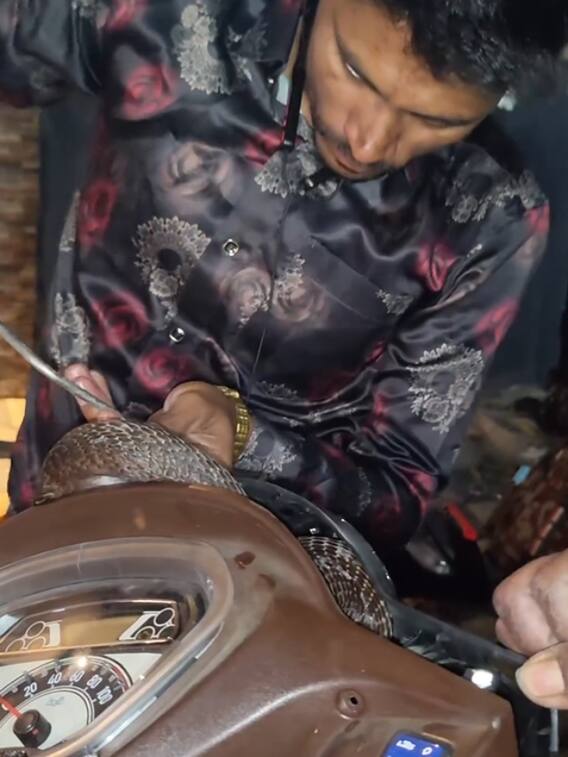 स्कूटी में छिपकर बैठा था सांप वीडियो वायरल