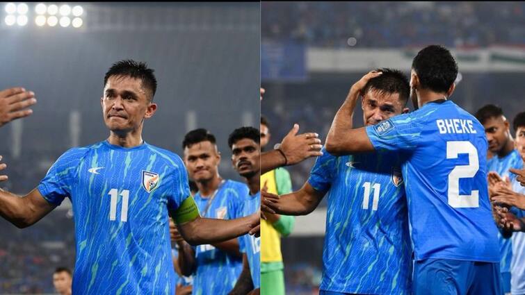 indian football team captain Sunil Chhetri’s emotional farewell message to media goes viral Viral Video: கண்ணீர் மல்க விடைபெற்ற இந்திய கேப்டன் சுனில் சேத்ரி - பிரியாவிடைகொடுத்த ரசிகர்கள் - வீடியோ